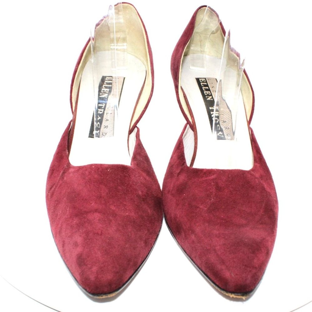 Ellen Tracy Linda Allard Womens Sz 10M Pumps Burgundy Red Suede Kitten High Heel - Picture 3 of 12